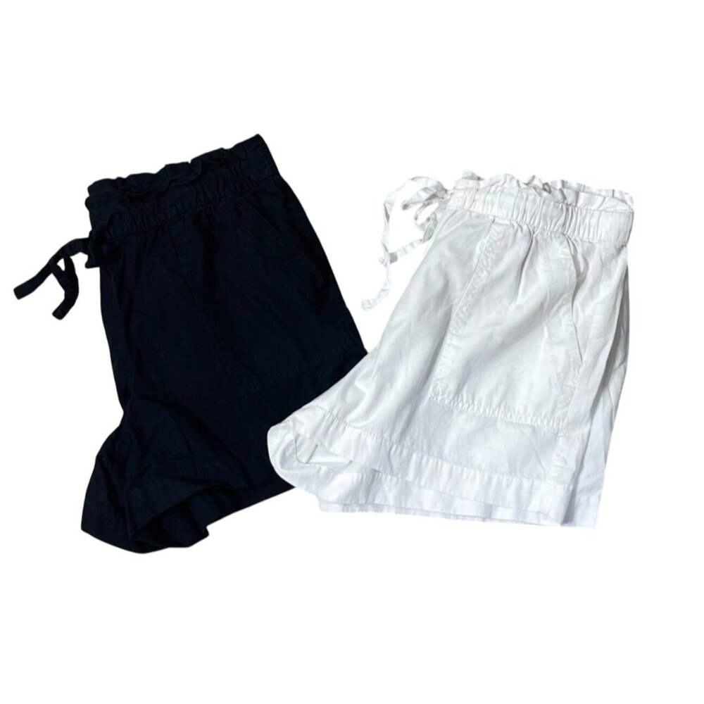 2 Pair Loft Outlet Cargo Shorts Black White Elastic Waist Size M Medium Cotton